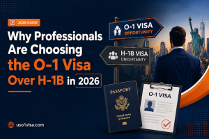 Professionals discussing O-1 visa opportunities as an alternative to the H-1B visa in 2026